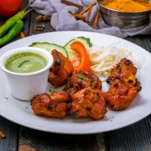 Char-grilled Chicken Tikka with mint chutney at Garam Masala Indian and Sweets, Edmonton